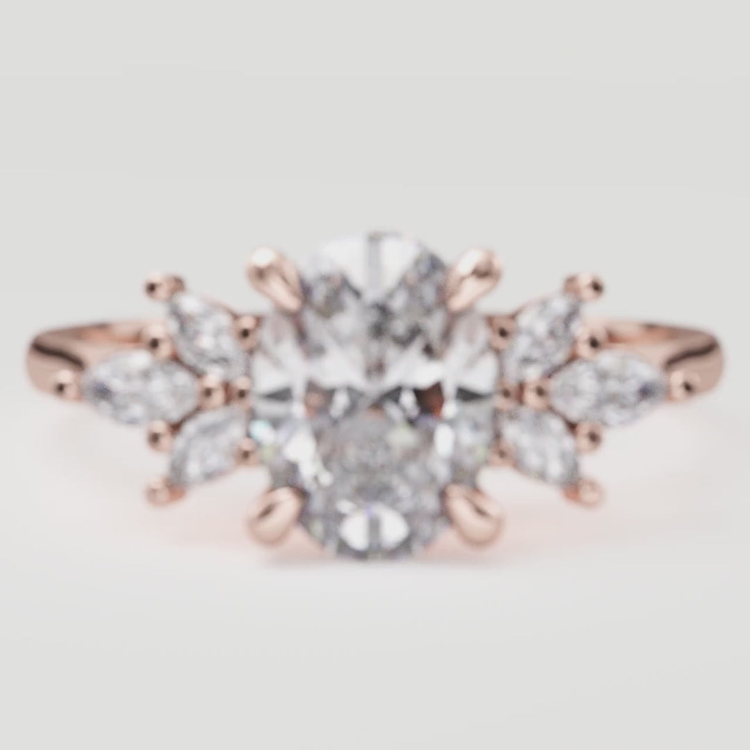Astrid - Oval Lab Grown Diamond Floral Cluster Made-to-Order Engagement Ring