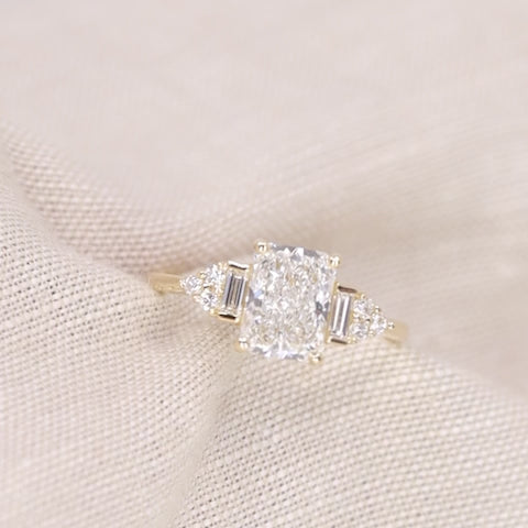 Arden - Radiant Cut Lab Grown Diamond Art Deco Engagement Ring - Ready-to-Wear Engagement Rings - Ready-to-Ship