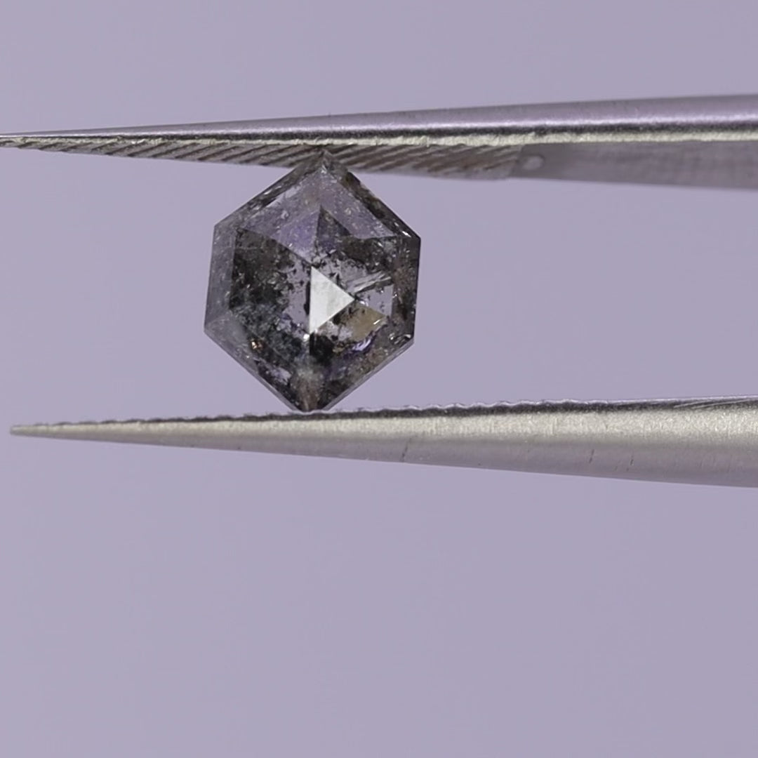 Salt and Pepper Diamond | 1.11ct Hexagon Cut, Loose Gemstone