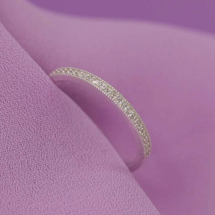 Gwen - Vintage Style Beaded Diamond Set Half-Eternity Style Wedding Ring - Made-to-Order