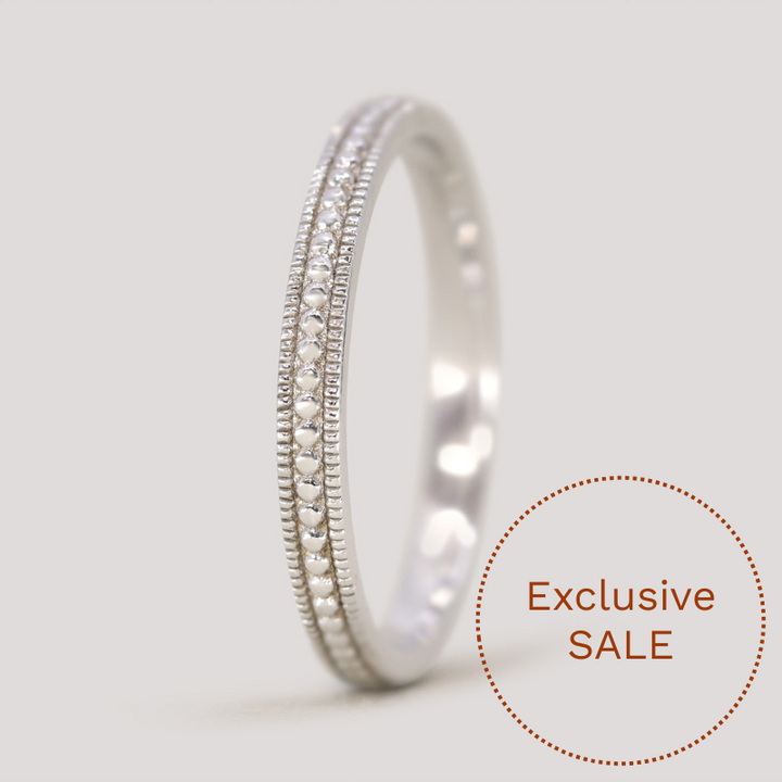 Quinn - Vintage Style Beaded Full or Half Eternity Style Wedding Ring - Made-to-Order