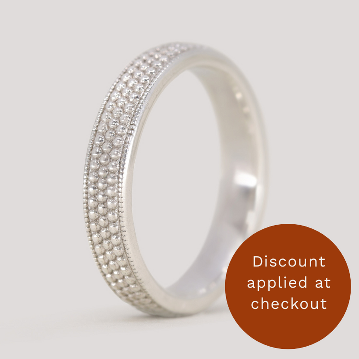 Quinn - Beaded Wide Wedding Ring - Made-to-Order