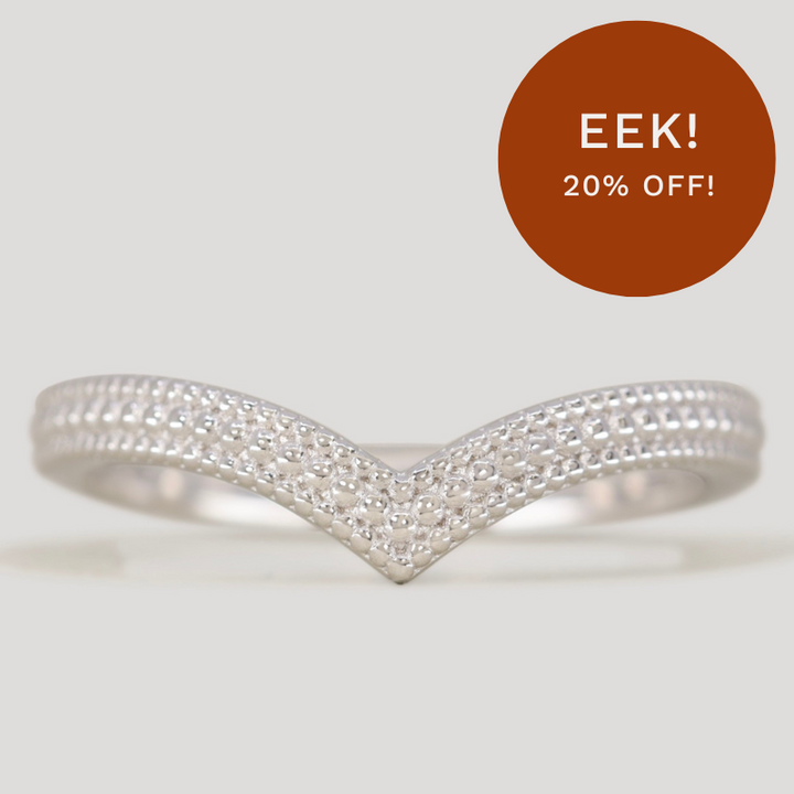 Quinn - Vintage Style Beaded Wishbone Half Eternity Wedding Ring - Made-to-Order Wedding Rings - Made-to-Order