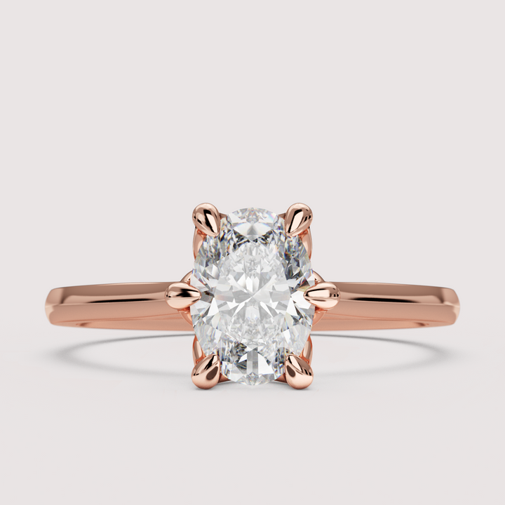 Raine - Oval Cut Tulip Basket Solitaire Engagement Ring Setting