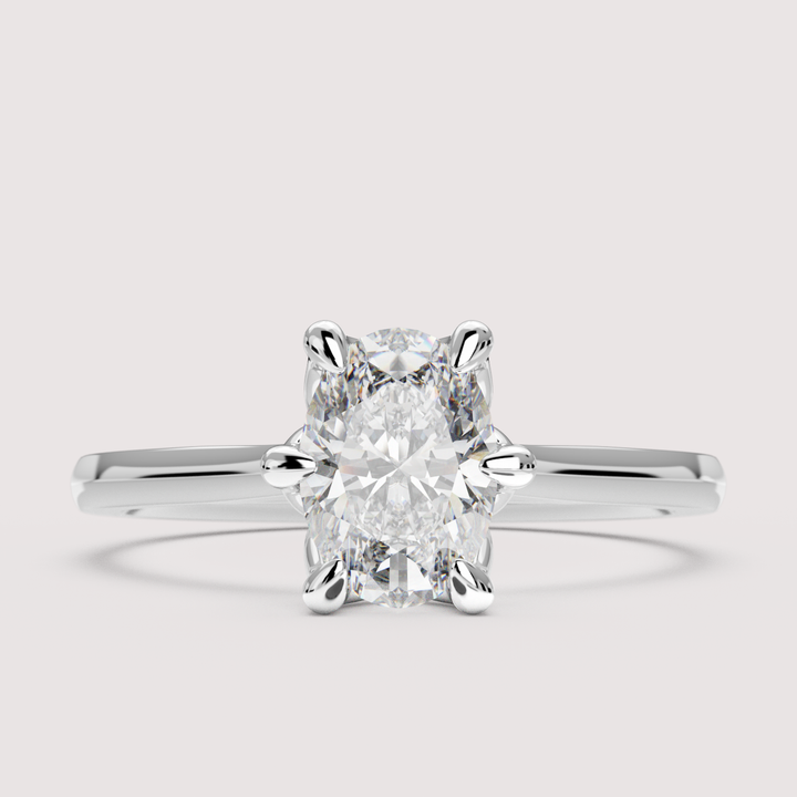 Raine - Oval Cut Tulip Basket Solitaire Engagement Ring Setting