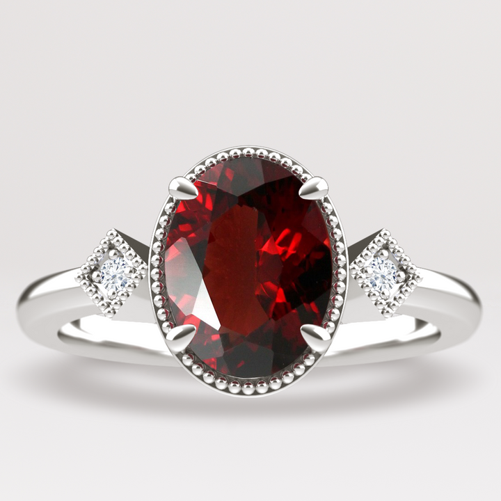 Autumn - The Taylor Collection - Oval Cut Red Garnet Engagement Ring