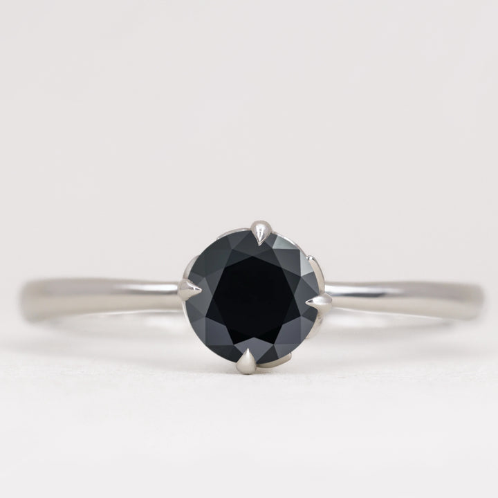 Rose - Salt & Pepper Diamond Floral Solitaire Ring - Ready-To-Set