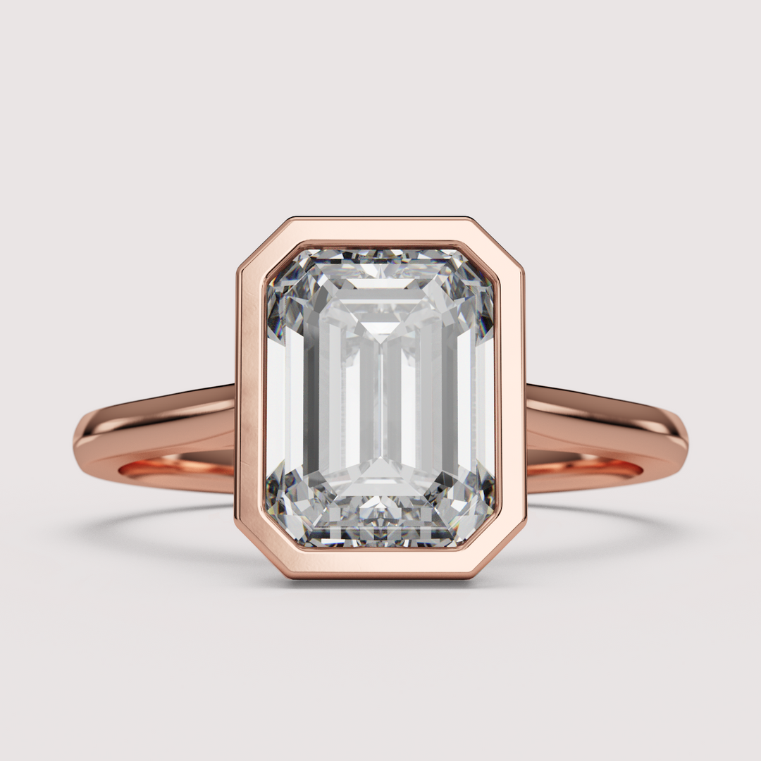 Sabrina - Emerald Cut Bezel Set Solitaire Engagement Ring Setting