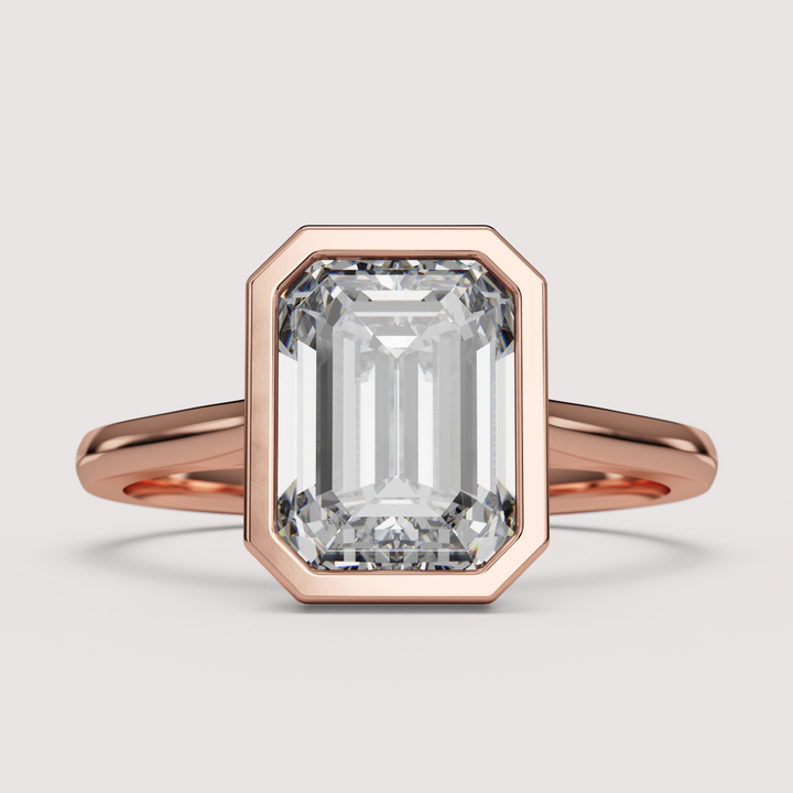 Sabrina - Emerald Cut Bezel Set Solitaire Engagement Ring Setting
