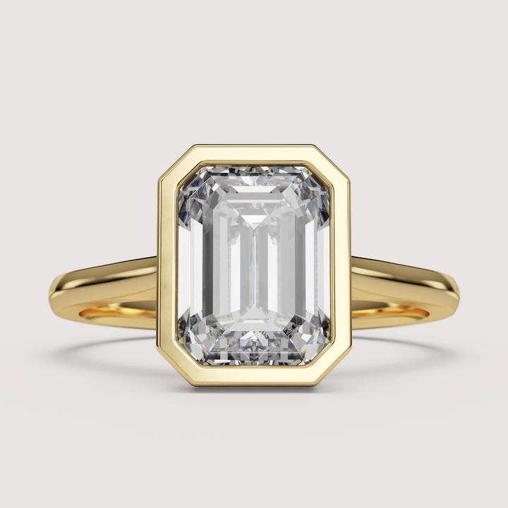 Sabrina - Emerald Cut Bezel Set Solitaire Engagement Ring Setting