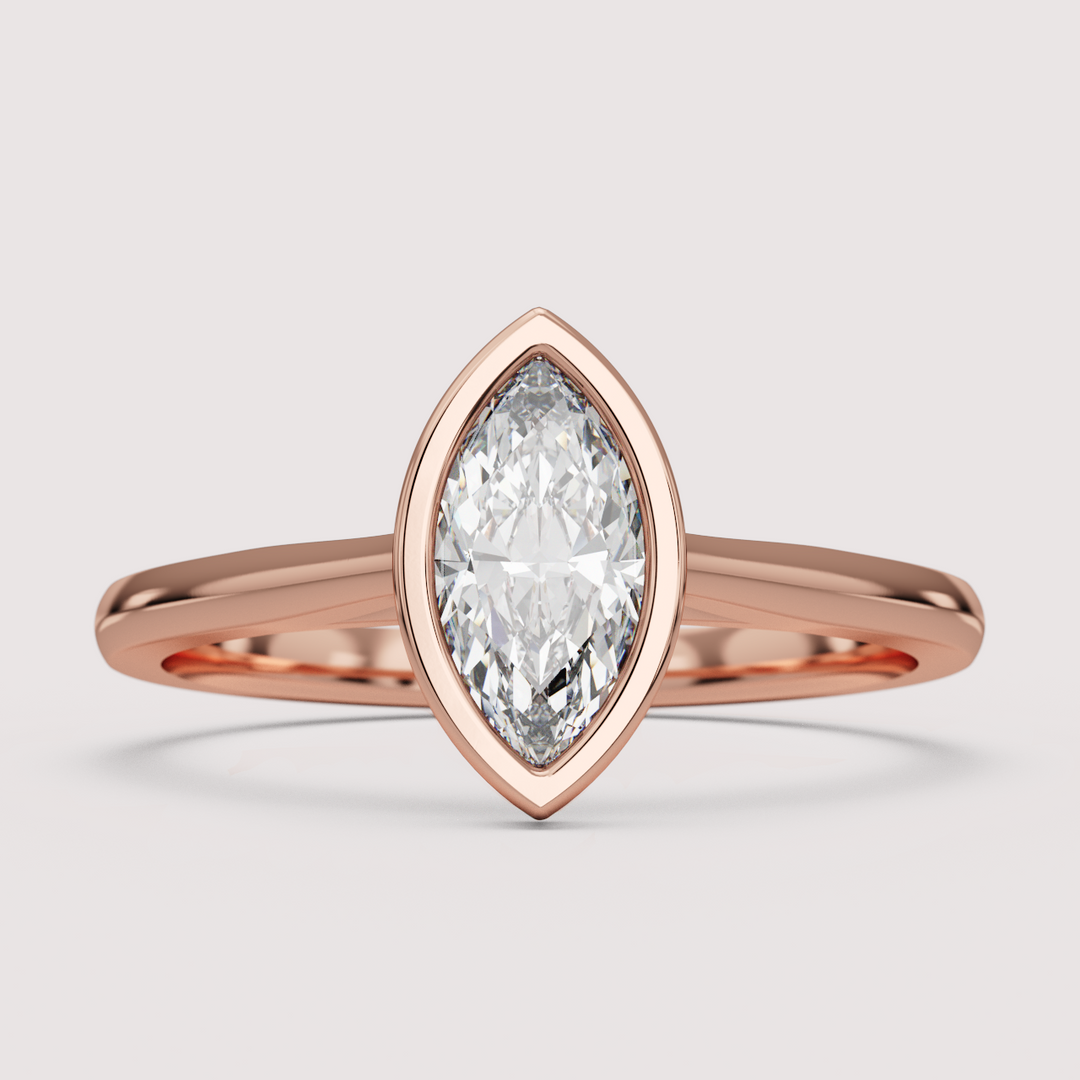 Sabrina - Marquise Cut Bezel Set Solitaire Engagement Ring Setting
