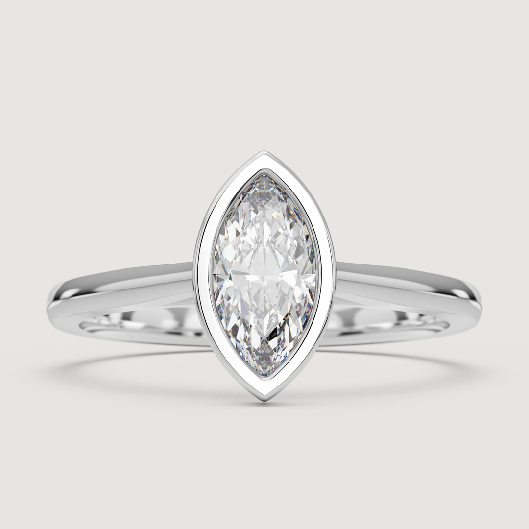 Sabrina - Marquise Cut Bezel Set Solitaire Engagement Ring Setting
