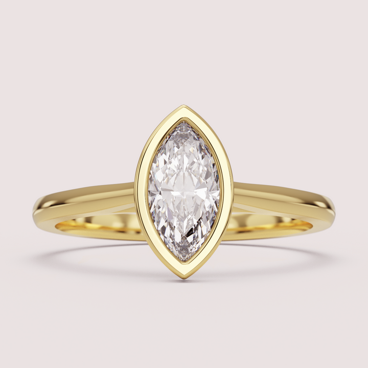 Sabrina - Marquise Cut Bezel Set Solitaire Engagement Ring Setting