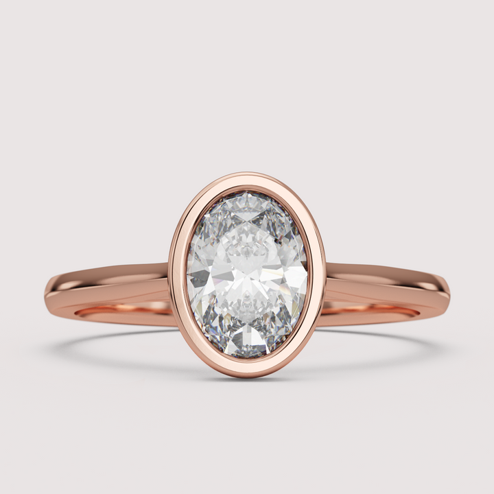 Sabrina - Oval Cut Bezel Set Solitaire Engagement Ring Setting