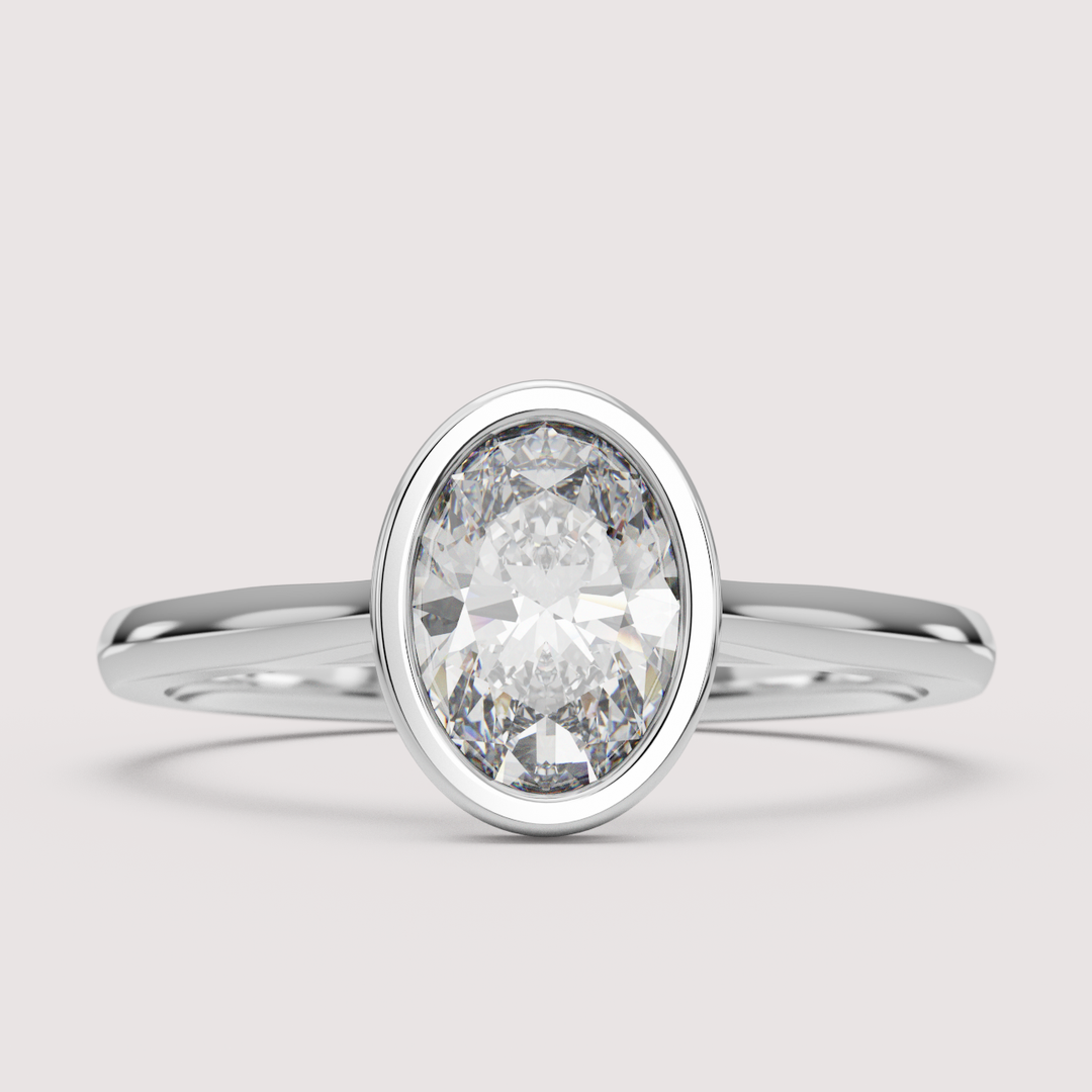 Sabrina - Oval Cut Bezel Set Solitaire Engagement Ring Setting