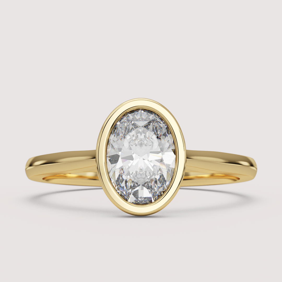 Sabrina - Oval Cut Bezel Set Solitaire Engagement Ring Setting