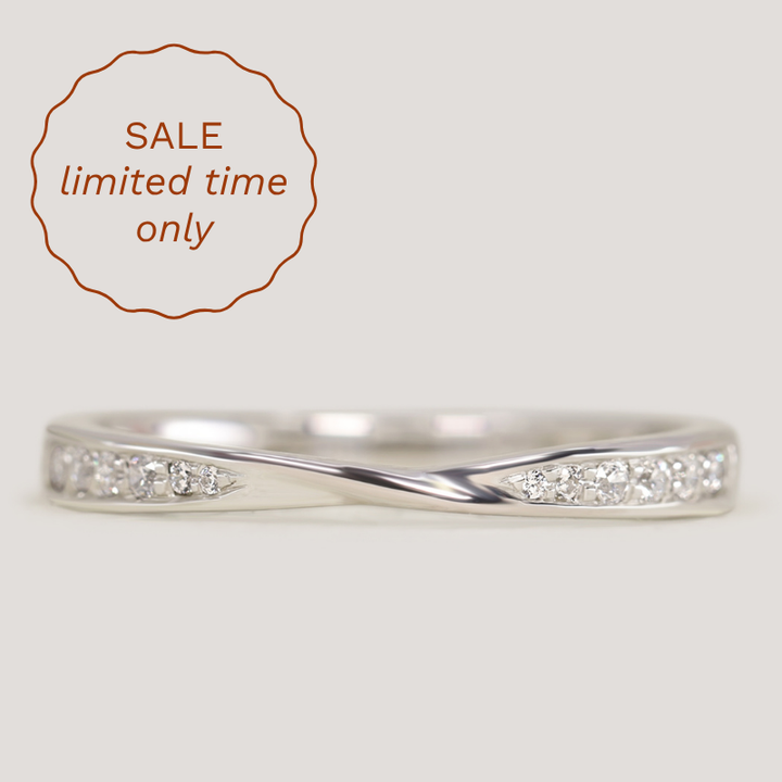 Valerie - Diamond Set Ribbon Twist Wedding Ring - Made to Order