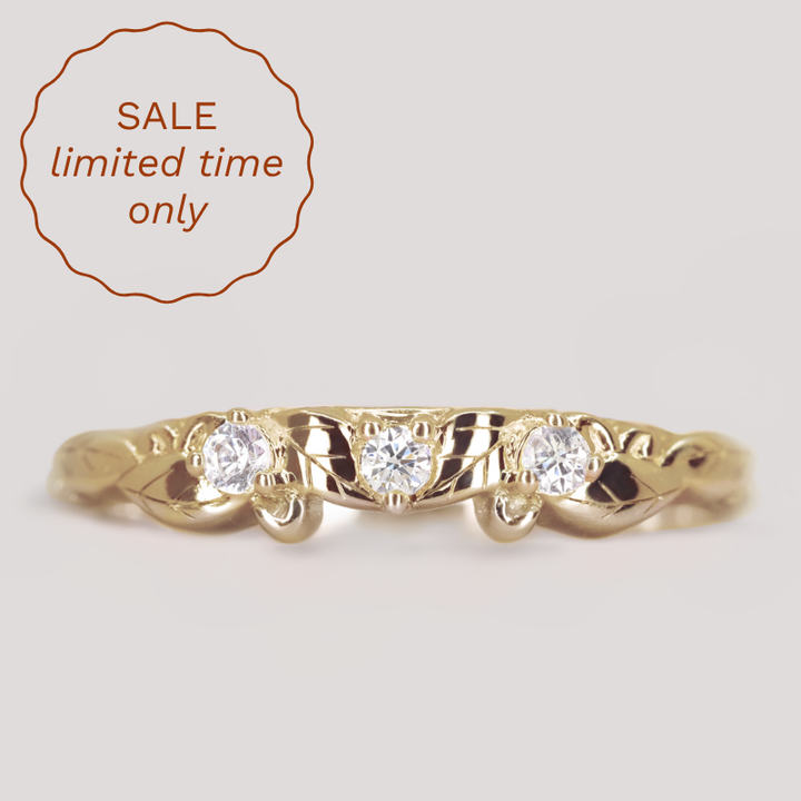 Willow - Leaf/Vine Detail Diamond Set Wedding Ring - Made-To-Order Wedding Rings - Made-to-Order