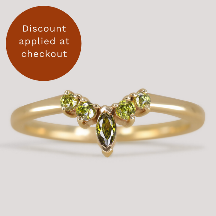Winnie - Marquise Petite Tiara Style Green Sapphire Ring - Made-To-Order Wedding Rings - Made-to-Order