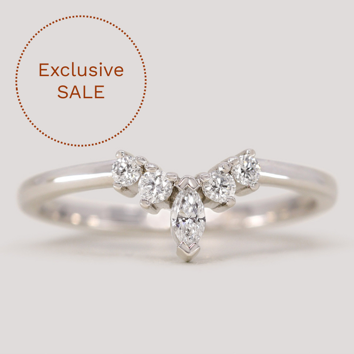 Winnie - Marquise Petite Tiara Style Diamond Wedding Ring - Made-To-Order