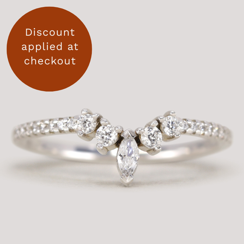Winnie - Marquise Diamond Petite Tiara Wedding Ring with Diamond Set Shoulders - Made-to-Order