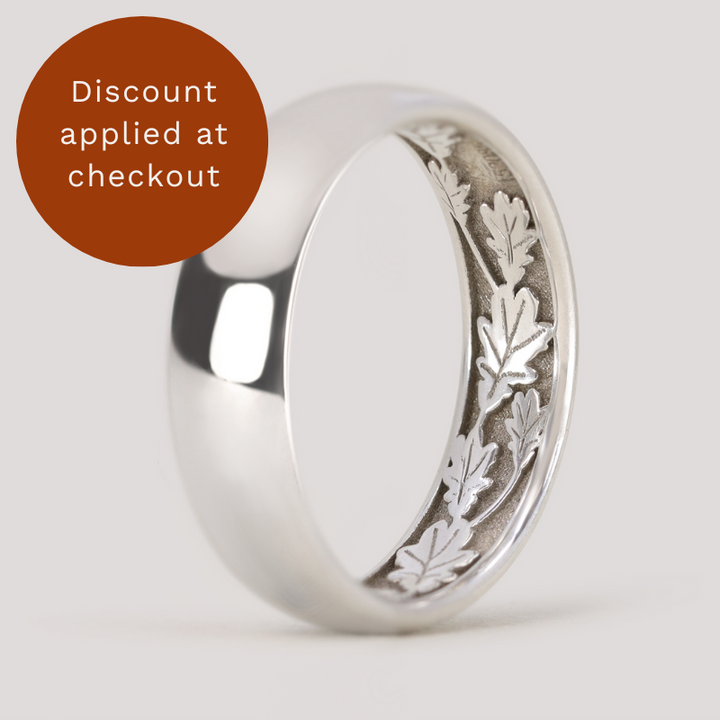 Xander - Hidden Leaves Unisex Wedding Ring - Made-to-Order Wedding Rings - Wide