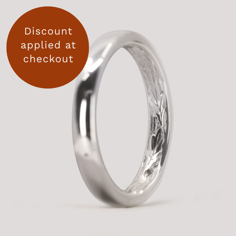 Xander - Slim Hidden Leaves Unisex Wedding Ring - Made-to-Order