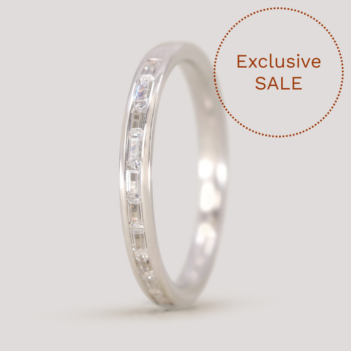 Zara - Channel Set Baguette Diamond Half Eternity Wedding Ring - Made-to-Order