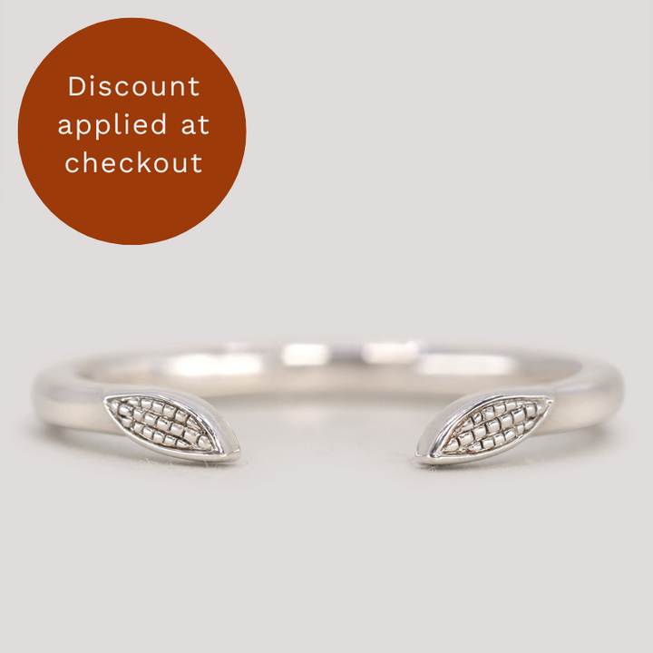 Zoey Cuff - Art Deco Beaded Leaf Open Wedding Ring - Made-to-Order