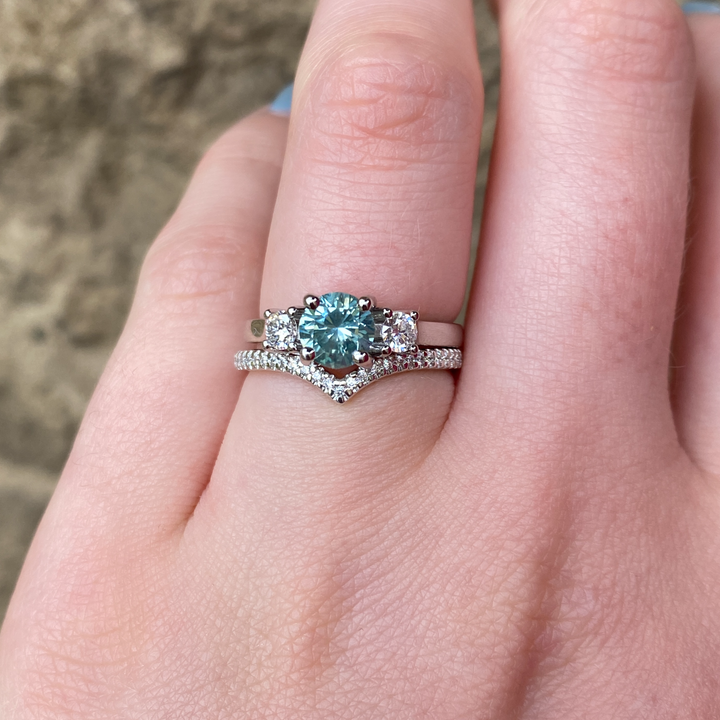 Ellis - Pave Diamond Set Wishbone Shaped Wedding Ring - Made-to-Order