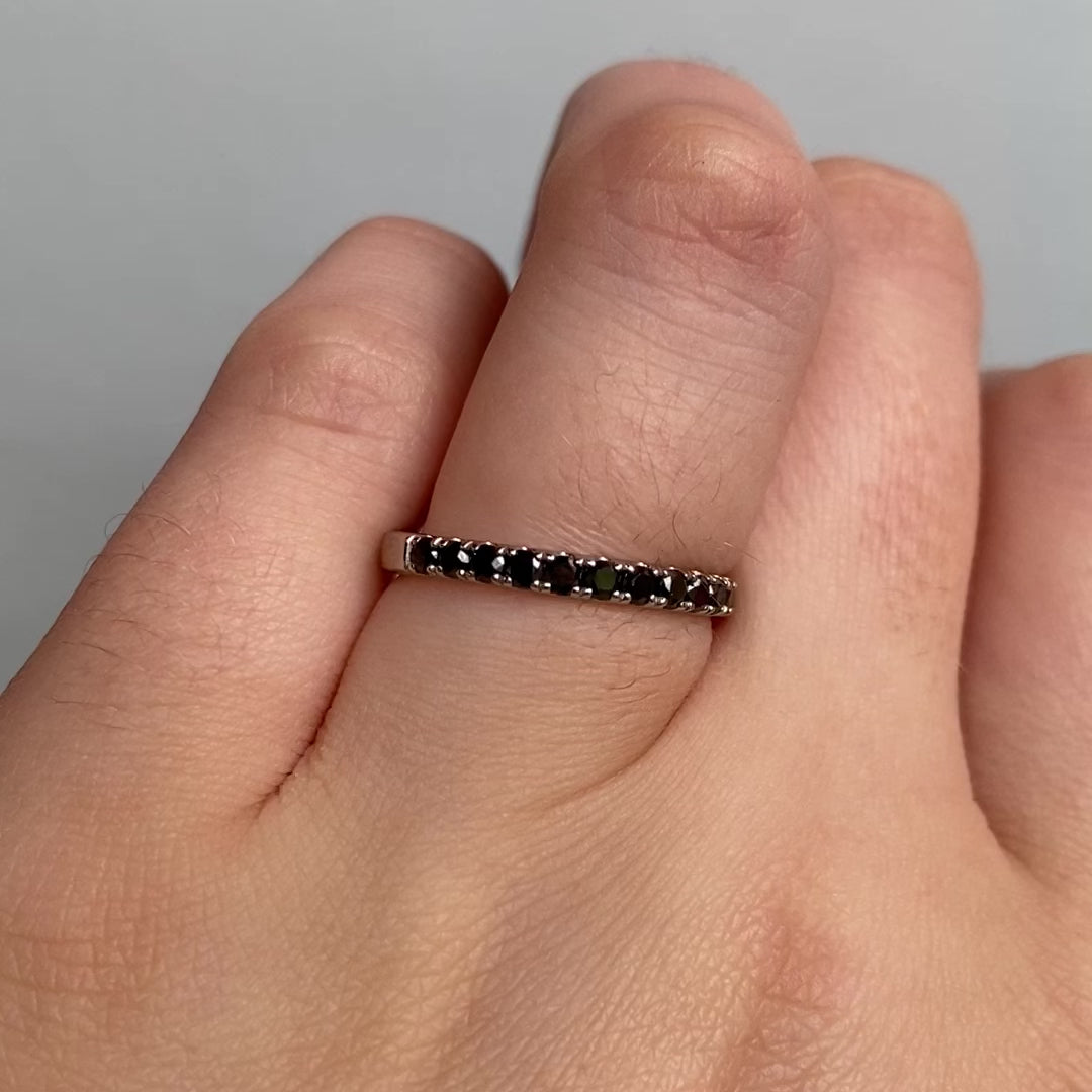 Wednesday - 2.0mm Black Diamond Set Half Eternity Ring - Made-to-Order