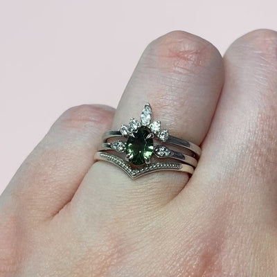 Rosa - Optix Oval Cut Green Tourmaline Engagement Ring with Bezel Detail - Custom Made-to-Order Design