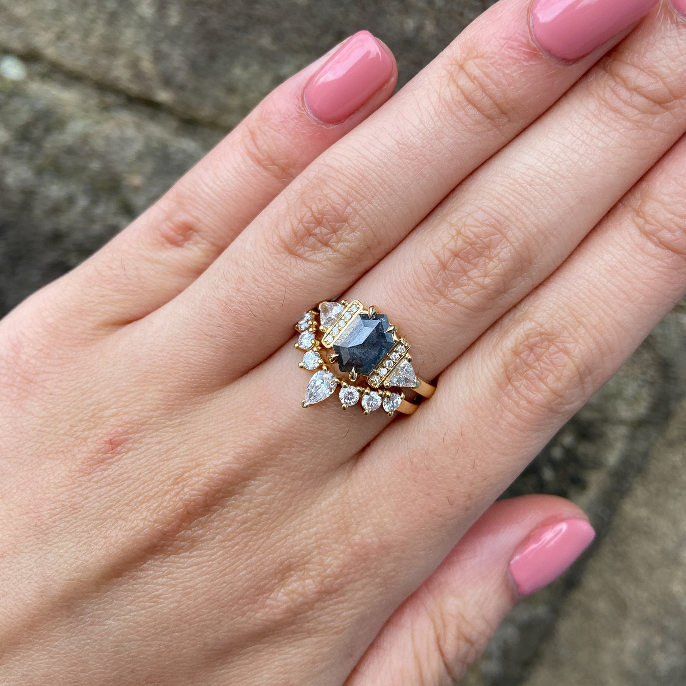 Arrietty - Crown Nesting Seven Stone Wave Diamond Tiara Ring - Made-to-Order