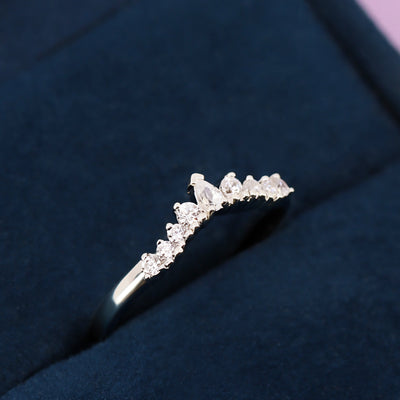 Emma Petite - Pear And Round Diamond Tiara Wedding Ring - Made-to-Order
