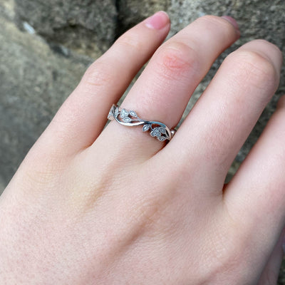 Eveline - Vine Inspired Beaded Diamond Set Ring - Made-to-Order