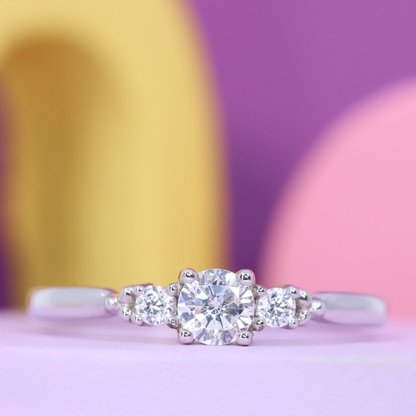 Natalia - White Diamond Engagement Ring with Side Stones - Made-to-Ord ...