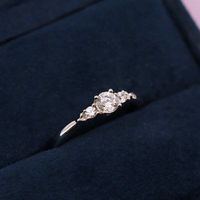 Natalia - White Diamond Engagement Ring with Side Stones - Made-to-Order