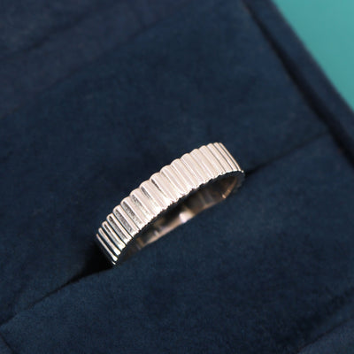 Jacques - Ribbed French Style Mens Wedding Ring - Made-to-Order