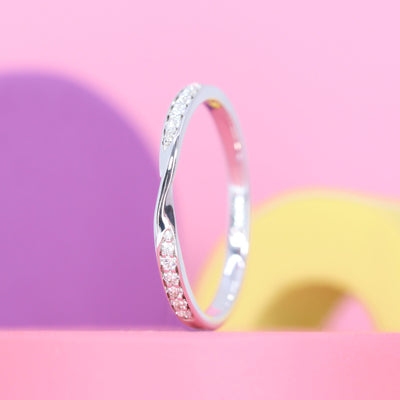 Valerie - Diamond Set Ribbon Twist Wedding Ring - Made to Order