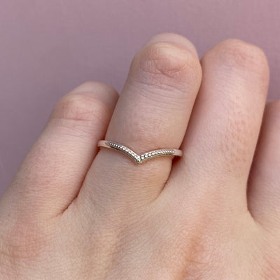 Hadley - Beaded Wishbone Wedding Ring - Made-to-Order