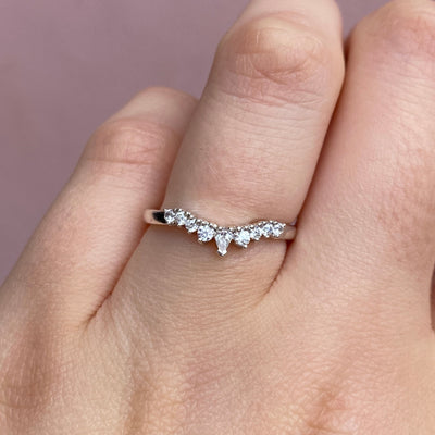 Emma Petite - Pear And Round Diamond Tiara Wedding Ring - Made-to-Order