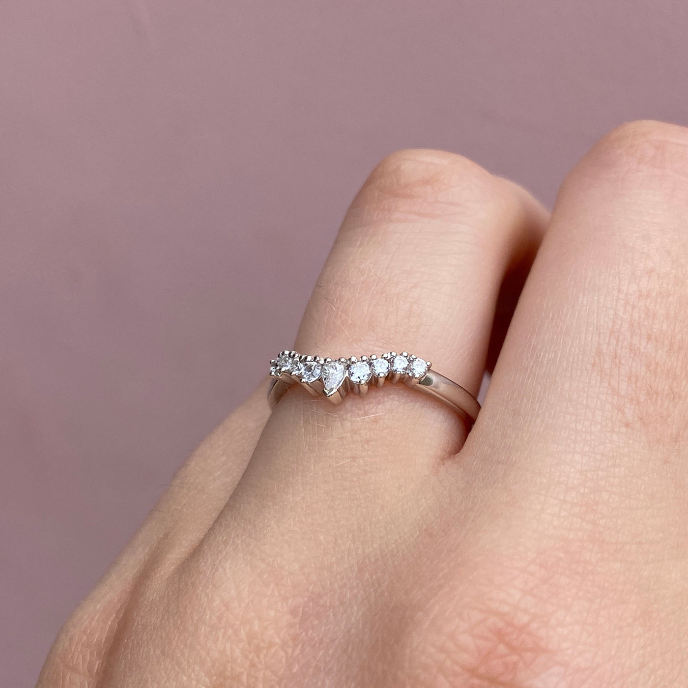 Emma Petite - Pear And Round Diamond Tiara Wedding Ring - Made-to-Order