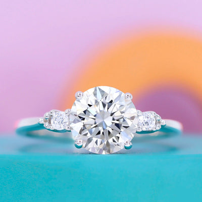 Natalia - Round Brilliant Cut 2.00ct Lab Grown Diamond Trilogy Ring - Custom Made-to-Order Design