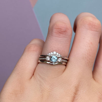 Violet - Crown Tiara Diamond Set Wedding Ring - Made-to-Order