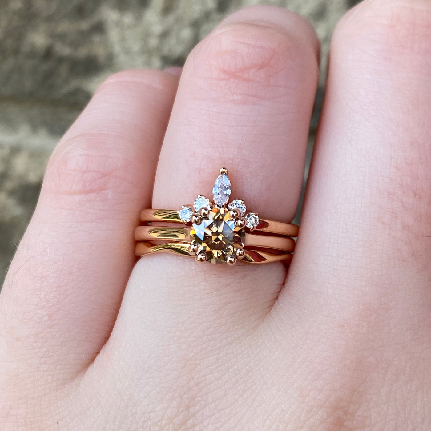 Sophia - Double Claw Cognac Diamond Solitaire - Made-to-Order