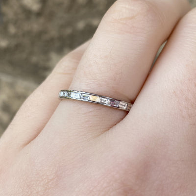 Zara - Channel Set Baguette Diamond Half Eternity Ring - Made-to-Order