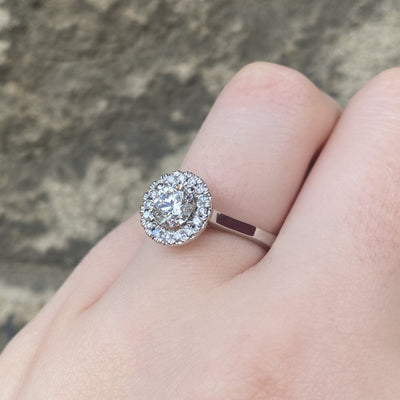 April - Lab Grown Diamond Vintage Style Halo Engagement Ring - Made-to-Order