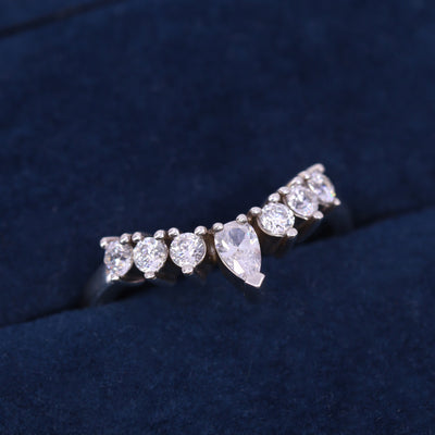 Arrietty - Crown Nesting Seven Stone Wave Diamond Tiara Ring - Made-to-Order