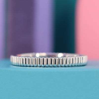 Gabrielle - Ribbed French Style Textured Wedding Ring - Made-to-Order