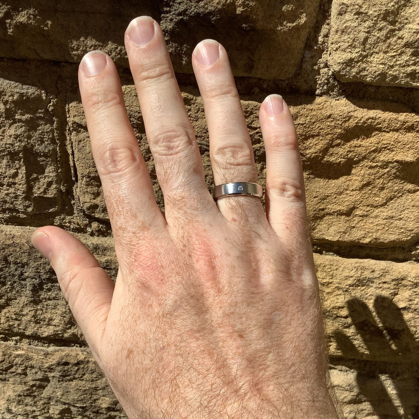 Edward - Diamond Set Wide Bevelled Edge Wedding Ring - Made-to-Order
